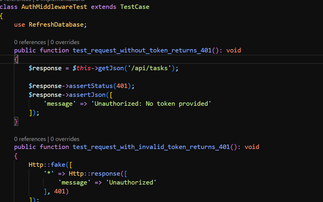 Node.js authentication service integrated with the Laravel API project in Visual Studio Code